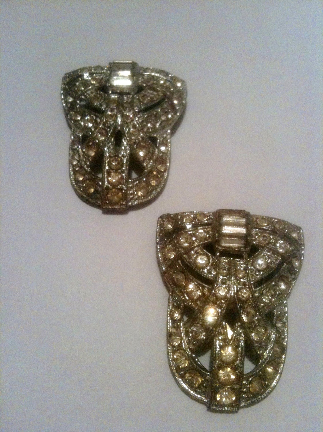 Art Deco Rhinestone Dress Clips 1920s Vintage Jewelry
