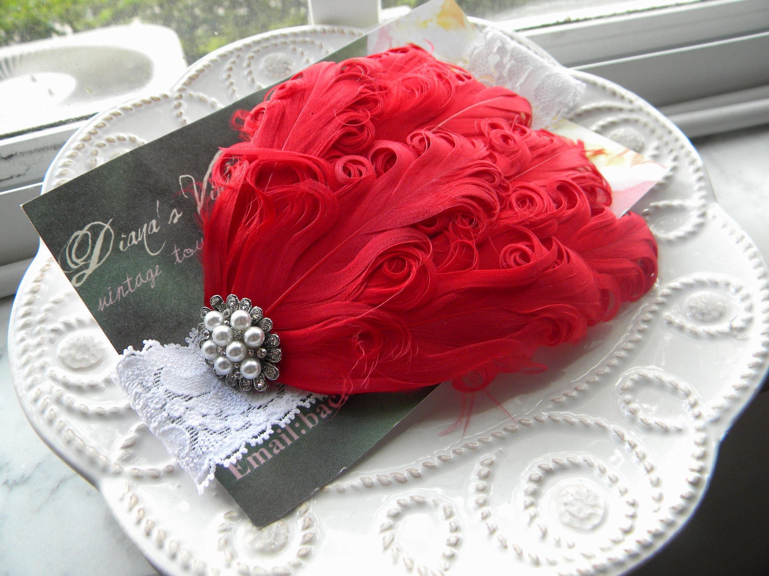 Red Feather Headband for Babies, Toddlers and Girls