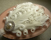 Glam Vintage Inspired Beautiful  Ivory Feather Headband for Newborn, Toddlers, Girls, PHOTOGRAPHY PROP