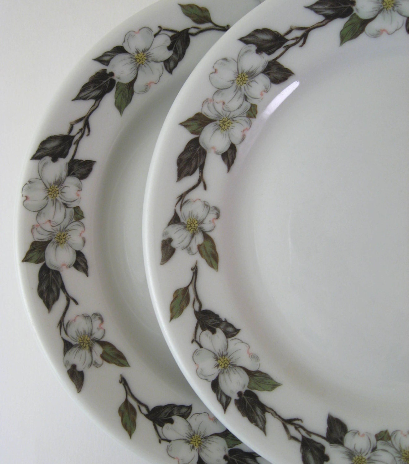Restaurant Ware Luncheon Plates, Set of Two, Shenango China, Northern Dogwood, Vintage Restaurant Ware1960's