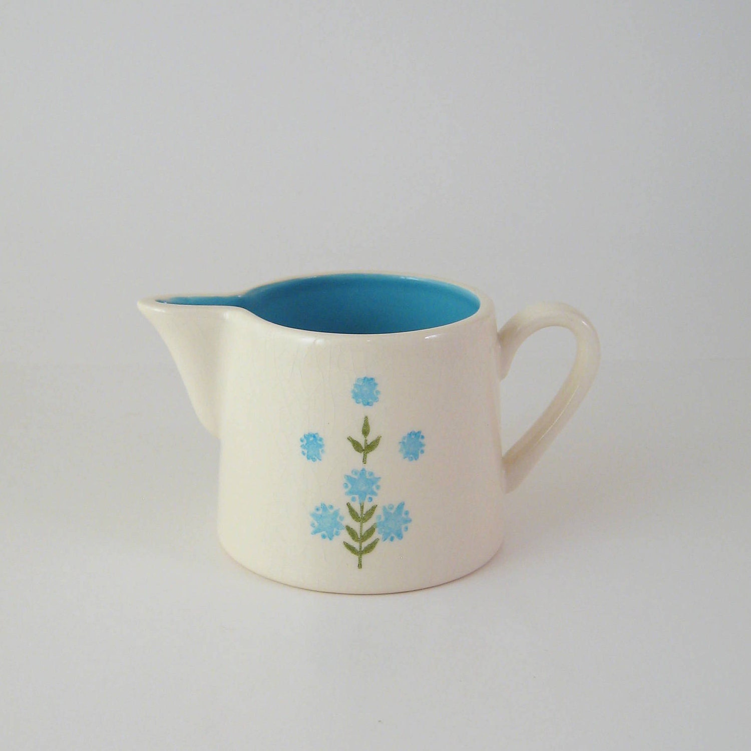 Vintage Creamer, Stetson Turquoise Flowers, Retro Mid-Century Dinnerware 1960's