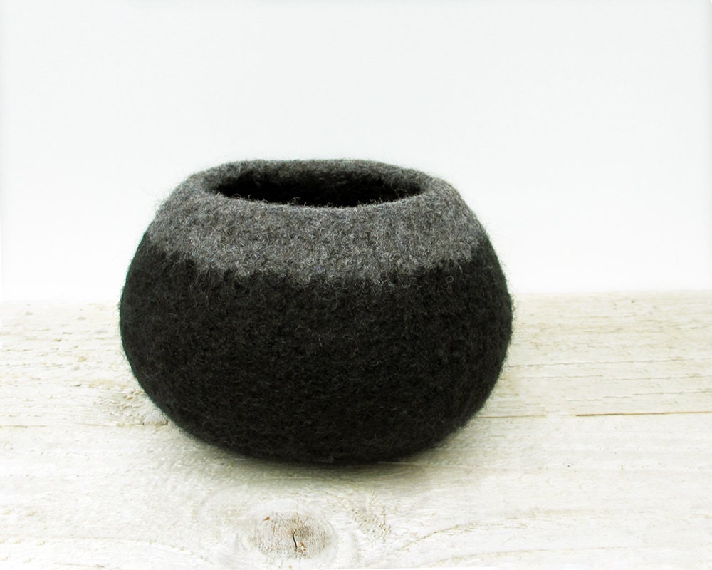 Felt Wool Bowl -  Black, Gray, Home Decor, Storage, Jet, Men, Guys, Unisex, Man bowl