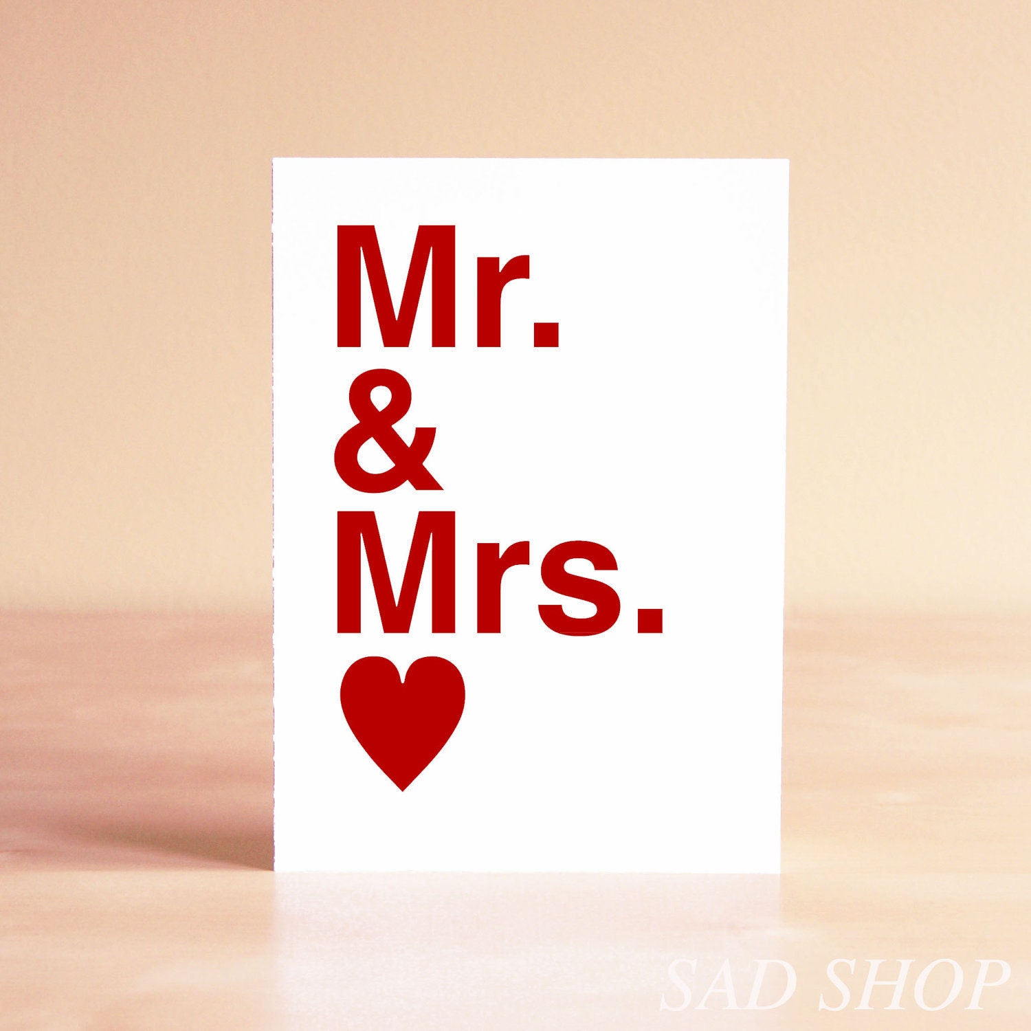 Wedding Card - Wedding Thank You Card - Red Wedding Card - Red Heart - Wedding Heart - Anniversary Card - Mr. & Mrs.