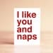 Birthday Card - Thank You Card - I like you and naps