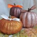 Set of 3 Glitter Pumpkins/Gourds in Brownstone, Bronze & Fire Opal (Orange) Fall Decor