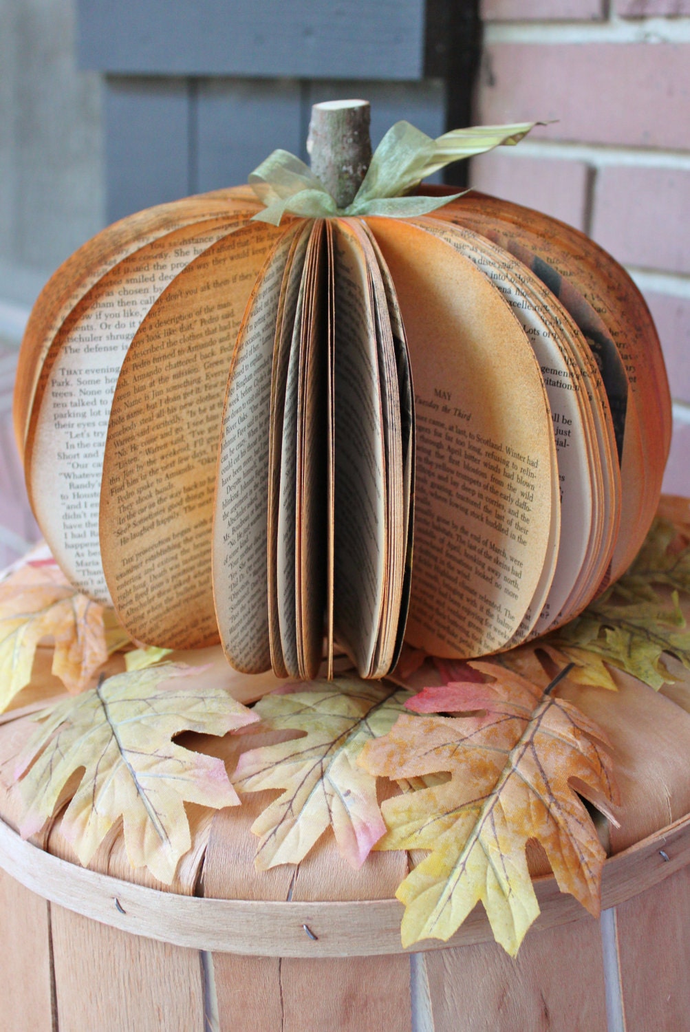 Upcycled Book Pumpkin MADE TO ORDER (as featured in Better Homes & Gardens Holiday Craft issue 2012)