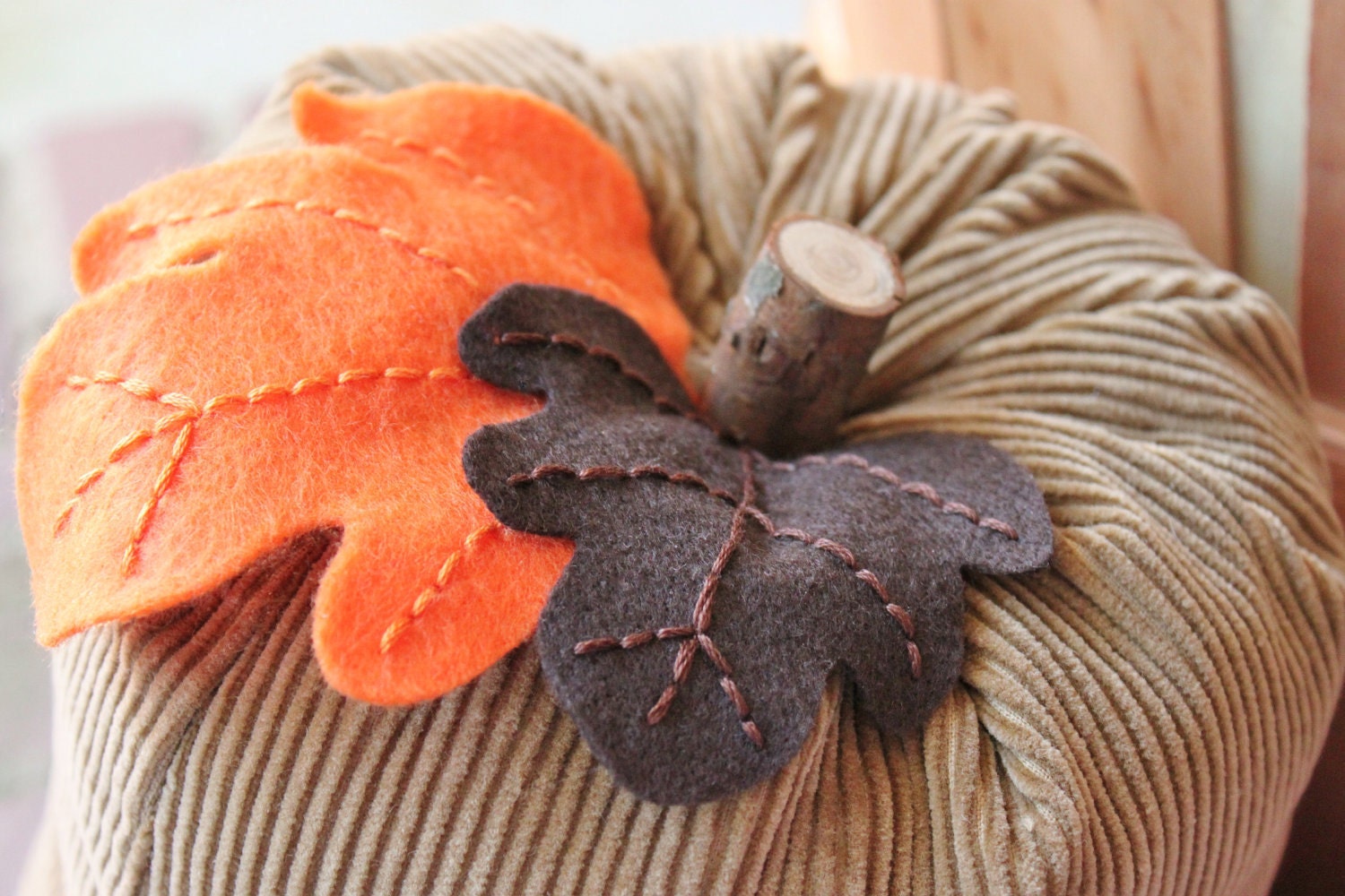 Upcycled Corduroy Pumpkin 9.5" Fall Decor