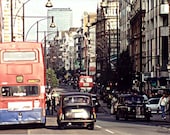 London photography, double decker bus, black cab, taxi, oxford street, London, England, Europe photography, 5x7 (13x18)F R E E  SHIPPING