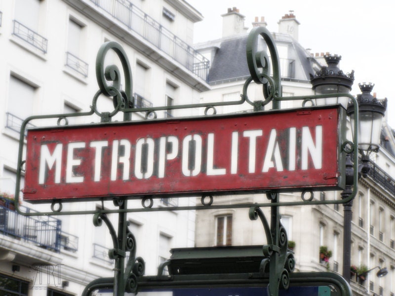 Paris photography, Paris decor, spring in Paris, retro signboard, art deco, metropolitain, street art, 5x7 (13x18) F R E E  SHIPPING