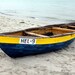 Nautical decor, colorful dinghy boat at the seaside, fine art photography, 5x7 (13x18)F R E E  SHIPPING