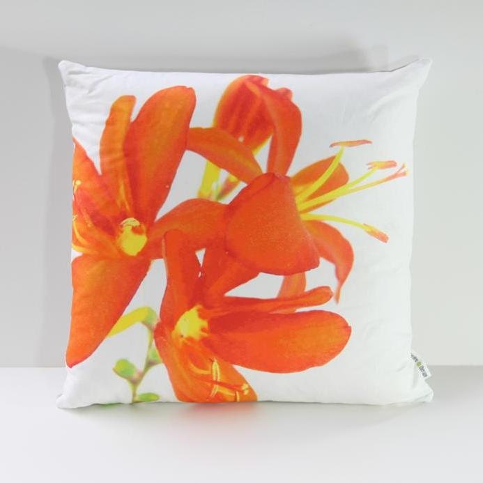 Garden Flowers Pillow Cover: Crocosmia (Left-Side Print)