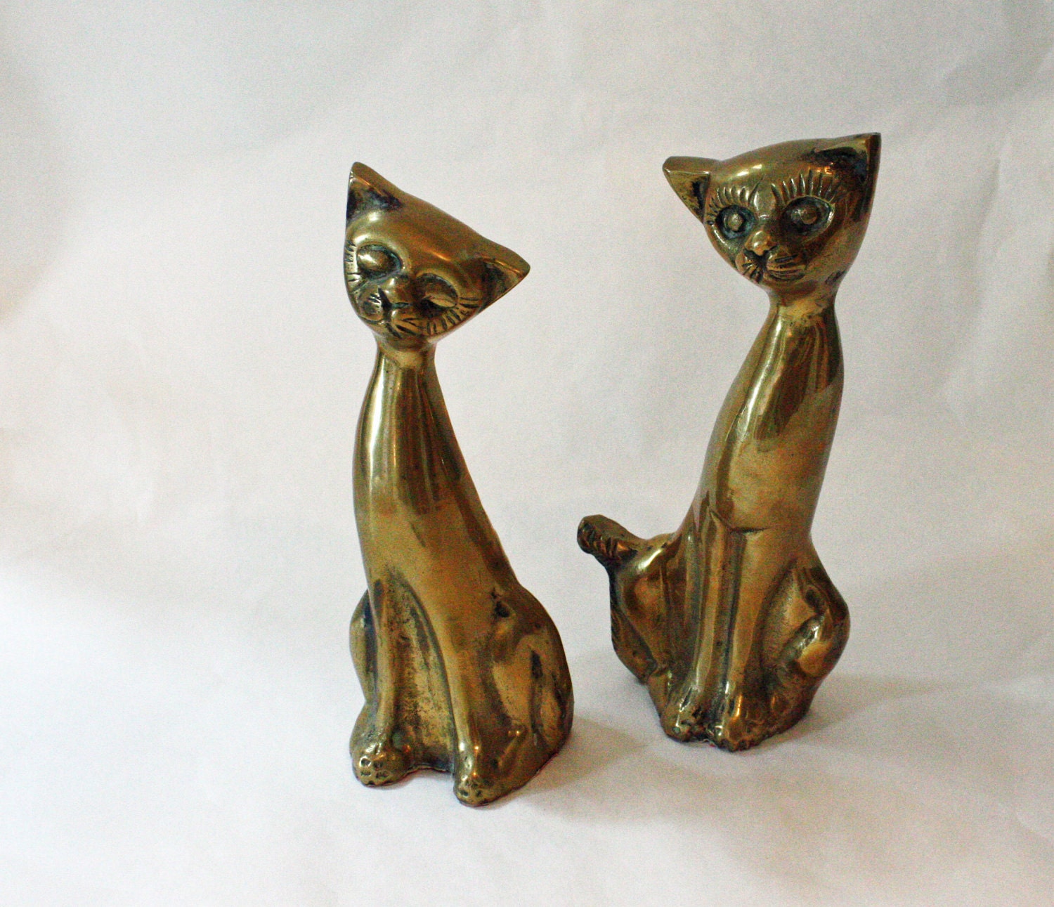 vintage brass cat figurines