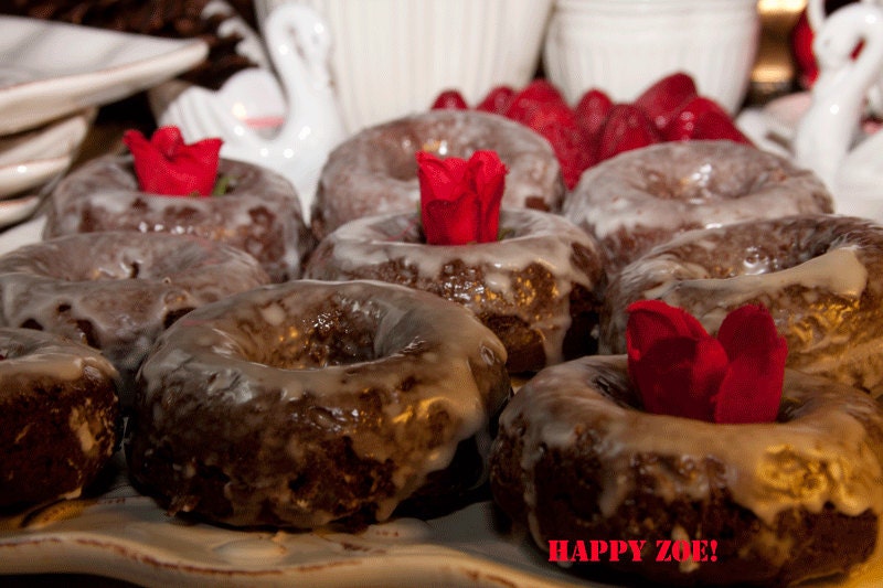 Vegan Gluten free plain chocolate  Donuts with plain glaze,  love and compassion,natural,healthy,gluten free ingredients,birthday,wedding.