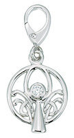Genuine Zable Product. 925 Sterling Silver CZ Angel Clip-on Bead Charm.