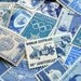 GRAB BAG - Assorted Blues - Vintage un-used postage stamps - to post 5 letters - or use in scrapbooking or craft projects