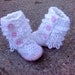 Ugg Baby Boots Inspired - Ugg Style Booties for Baby Girl - Stylish Pink and White "Furry" Crocheted Booties