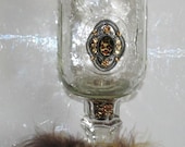 REDNECK Wine Glass - Cowgirl Cocktails LEOPARD Rhinestone w/ feather boa - Animal Print