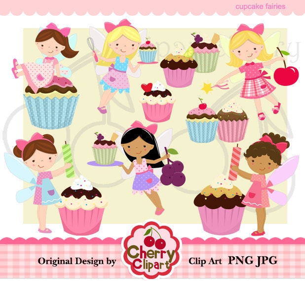 Cupcake fairy digital clipart set for -Personal and Commercial Use-paper crafts,card making,scrapbooking,web design