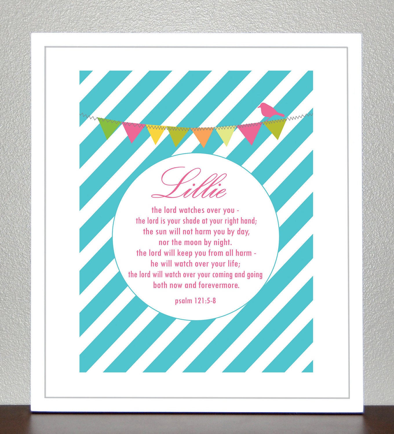 Baby Dedication - Baptism Gift - Bible Verse - Psalm 121: 5-8 - with custom name