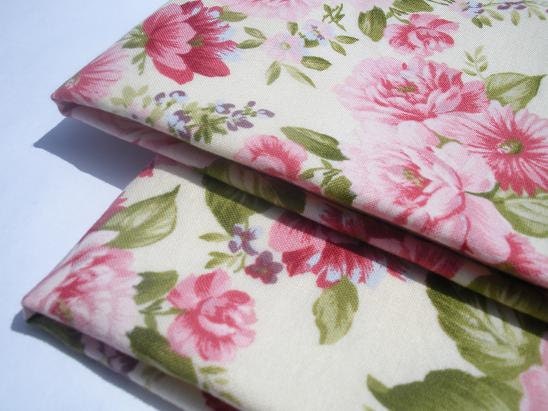Cloth Napkins, Set of 2, Pink Floral with Pale Yellow Reverse