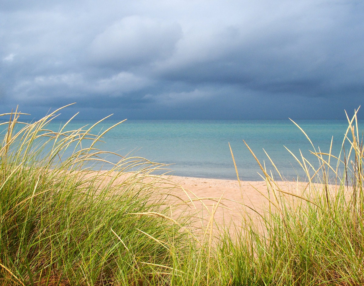 Glen Arbor, Michigan---A photograph of a beach landscape infused onto a 24x16" high-gloss metal plate