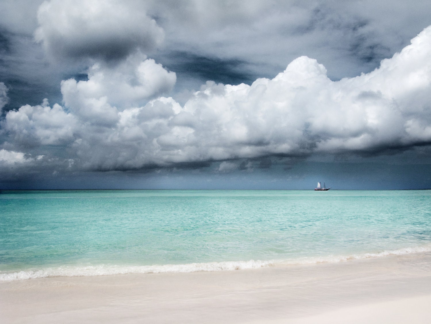 Aruba---A photograph of a beach landscape infused onto a 8x12" high-gloss metal plate