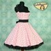 50's vintage dress full skirt Polka Dots light pink white black Hot Pin Up cut Tailor Made