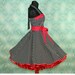 50's vintage dress full skirt black white red polka dots Retro Dress Tailor Made