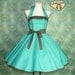 50's vintage dress full skirt in turquoise brown polka dots perfect for a petticoat Tailor Made