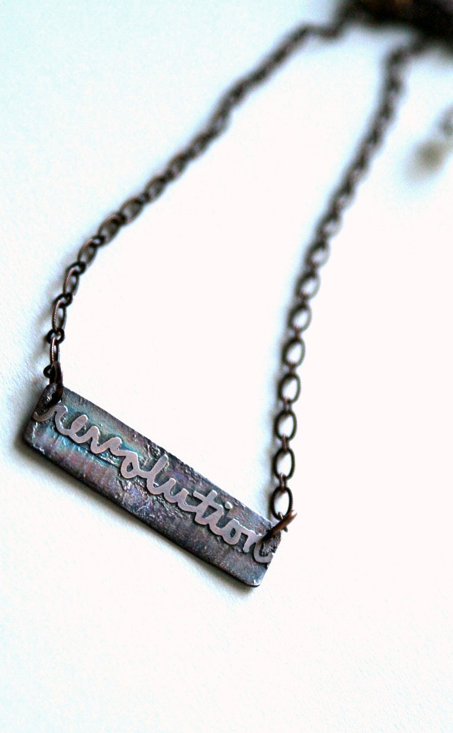 REVOLUTION Etched and Oxidized Copper Necklace