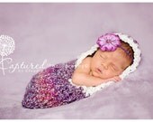 Crochet Newborn Purple Hooded Cocoon - Photography Prop