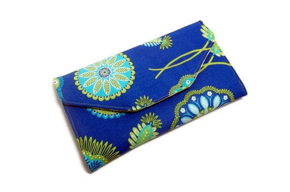 Long clutch wallet, blue green Sale, discontinued, discounted
