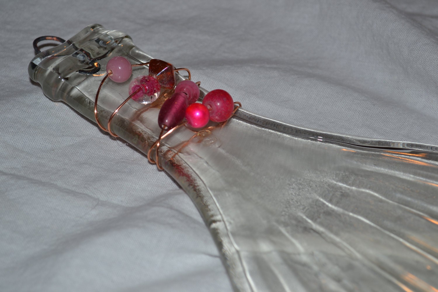 Clear Moscato Wine Bottle Tray with PINK beaded accents