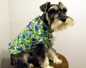 Bright blue and green flower vintage fabric small dog coat