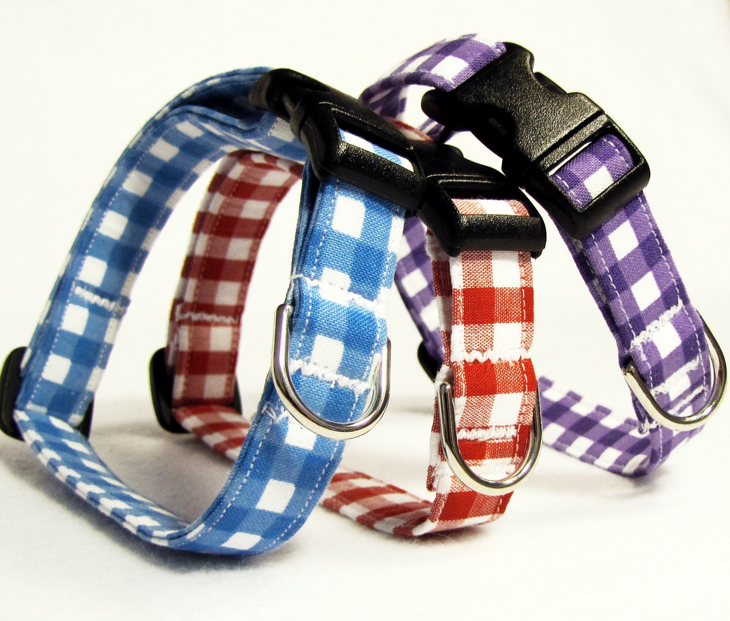 Sunday Picnic - Gingham - Adjustable Dog Collar