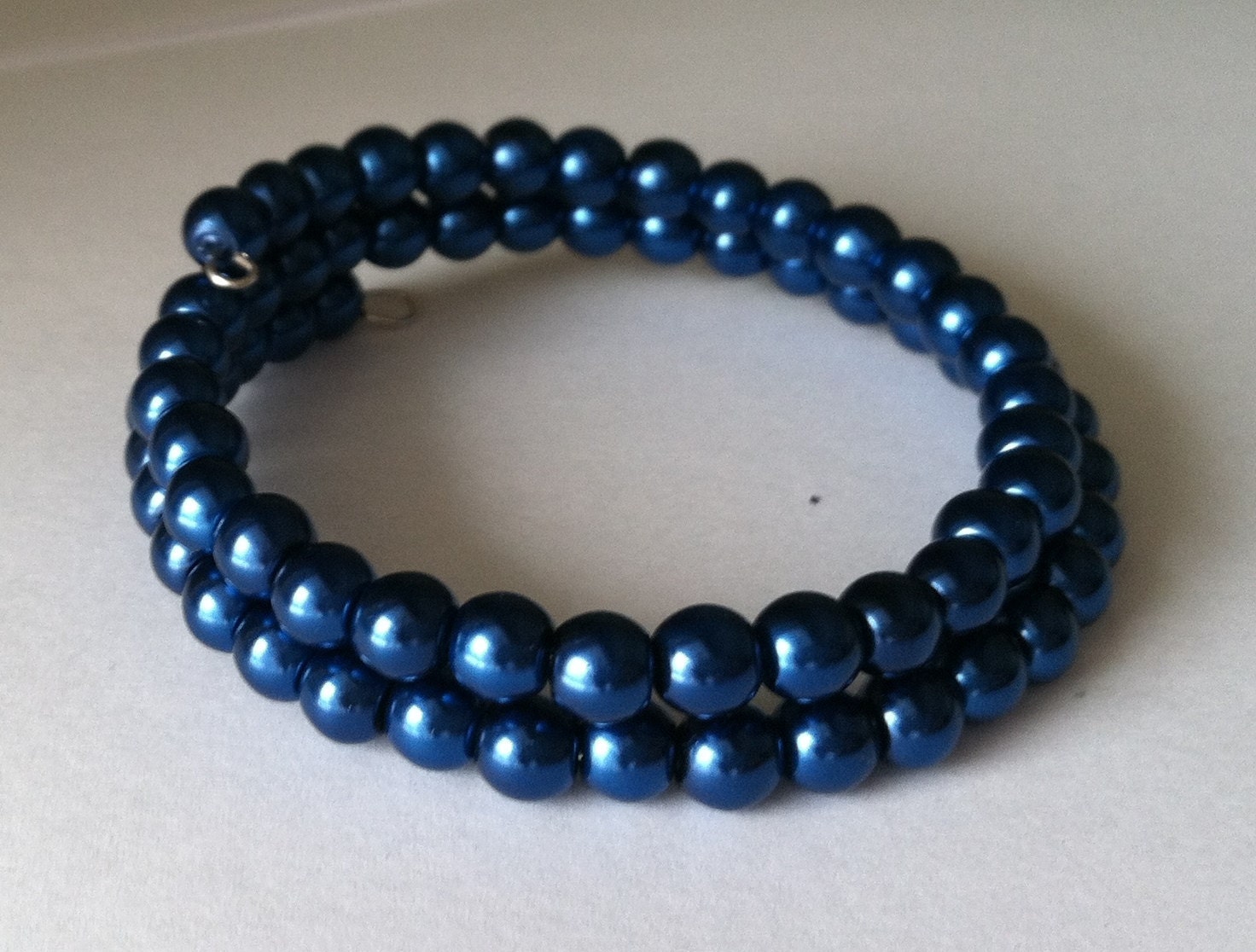 Sale Beaded Wire Wrap bracelet Night Blue by Jennasjewelrydesign