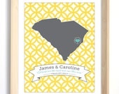 South Carolina Wedding Print - Featured in Charleston Weddings Magazine - Your Choice of State, Colors, Quote