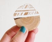 White Wooden Brooch - Hand Drawn Geometry - Gx2homegrown