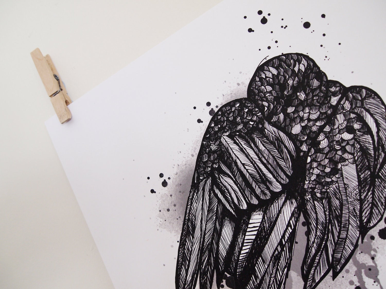 A3 Crow Illustration - Sleeping Raven, 16.5" x 11.7" ArtPrint
