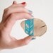Chevron Wooden Brooch, Turquoise Patterns