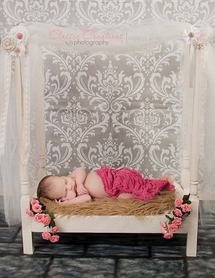 Newborn post or canopy bed photo prop or doll bed. Featured in Modellife magazine.
