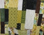 Quilted Wrap- Backed with Moda Snuggles Origins, Green, Yellow, Brown, White, quilt