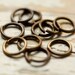 10 Large Solid Brass Jump Rings 16g, 7mm ID, 9mm OD, Hand Antiqued Saw Cut Oxidized Brass Wire, Findings