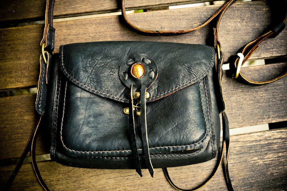 Gypsy Nomad Cross-Body Black Leather Purse