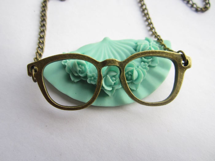 necklace---antique bronze glasses,alloy necklace