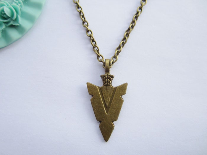 necklace---antique bronze arrowhead,alloy necklace