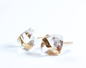 Herkimer Diamond Stud Earrings 14K GF