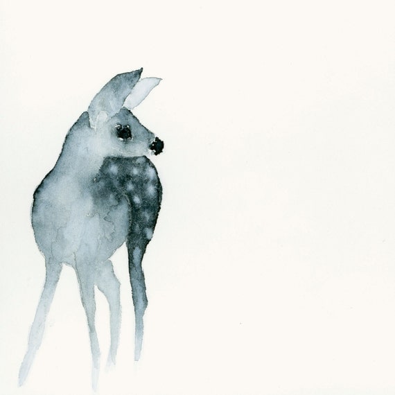 Deer Fawn Art - Fine Art Print from Original Watercolor