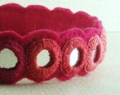 Embroidered Felt Headband--Raspberry Ombre Headband