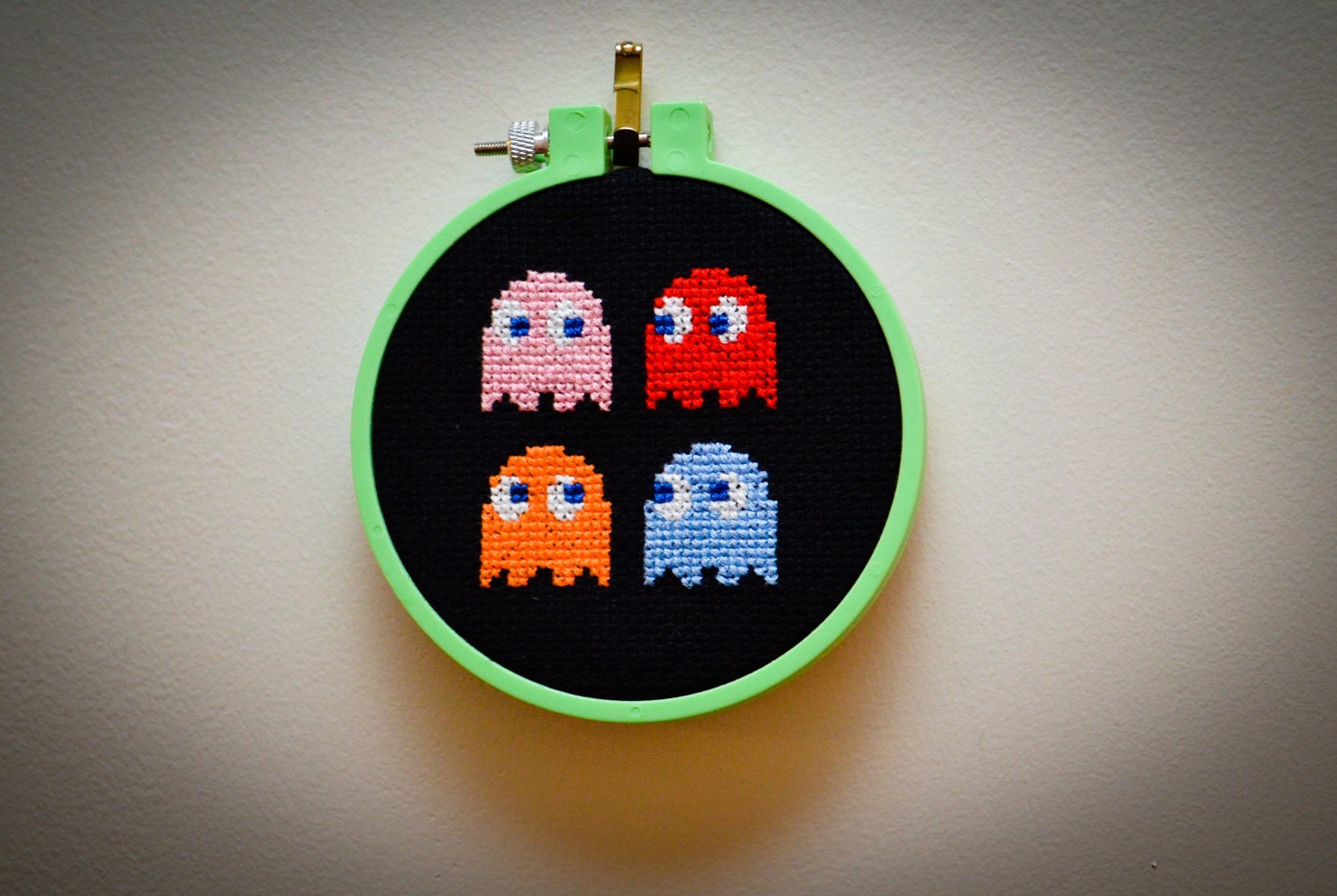 Inky, Blinky, Pinky and Clyde Completed Cross Stitch